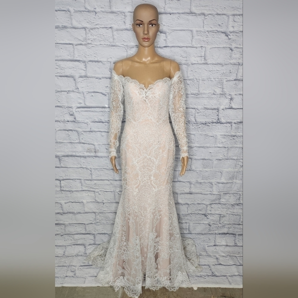 NWT Anthropologie BHLDN Watters Ula Blush lace sheet back wedding gown Sz 2 - Picture 4 of 16